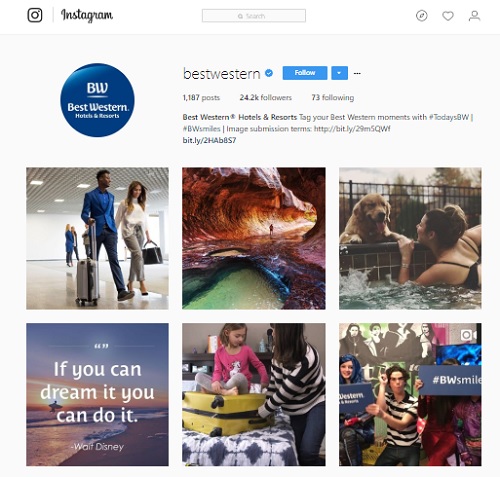 Branding on Instagram by Bestwestern