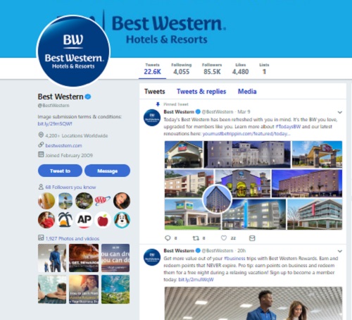 Branding on Twitter by Bestwestern